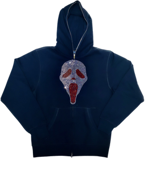 Scream Rhinestone Full Zip Hoodie