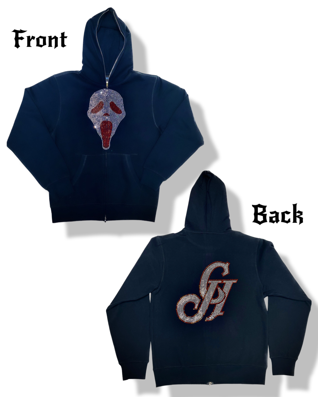 Scream Rhinestone Full Zip Hoodie